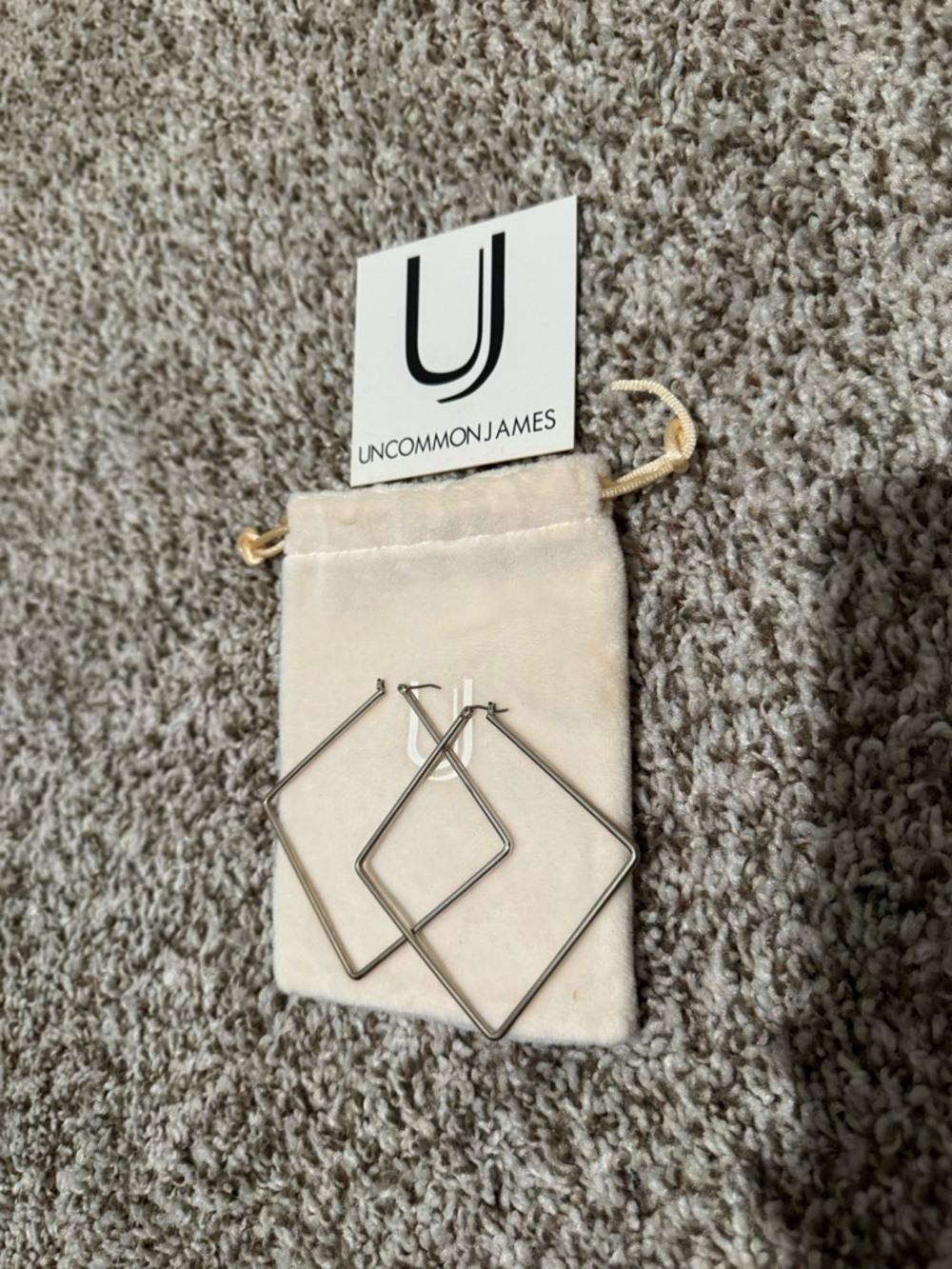 Uncommon James Silver Double Diamond Hoop Earrings